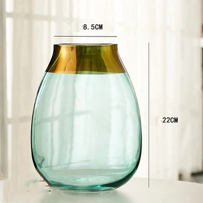 Light luxury handicraft ornaments, ice flower colored glass vase, large transparent glaze ware