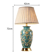 SANDYHA Nordic Classical Ceramic Desk Lamp Bedroom Decoration Home Dining Table Lighting for Living Room Fabric Lampshade