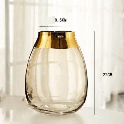 Light luxury handicraft ornaments, ice flower colored glass vase, large transparent glaze ware