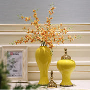 European Style Large Countertop Vase with Cover Flower Arrangement Desktop Ornaments Gilded Wedding Home Decoration