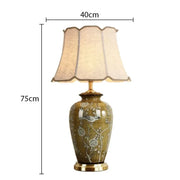 SANDYHA Nordic Classical Ceramic Desk Lamp Bedroom Decoration Home Dining Table Lighting for Living Room Fabric Lampshade