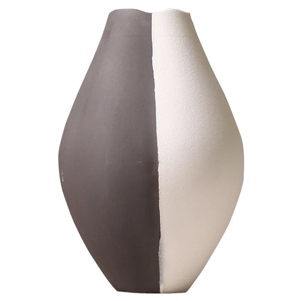 Black and White Mosaic Ceramic Vase Abstract Geometric Frosted Flower Arrangement Hydroponic Home Decoration