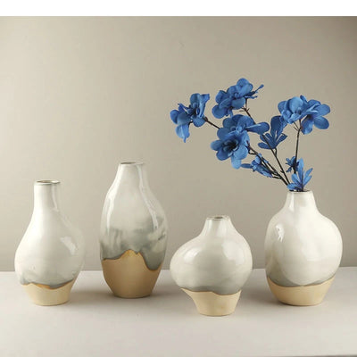 Ink-painting Ceramic Vase Flowers Pots Desk Decoration Flower Arrangement Golden Porcelain Floral Vases Modern Decor