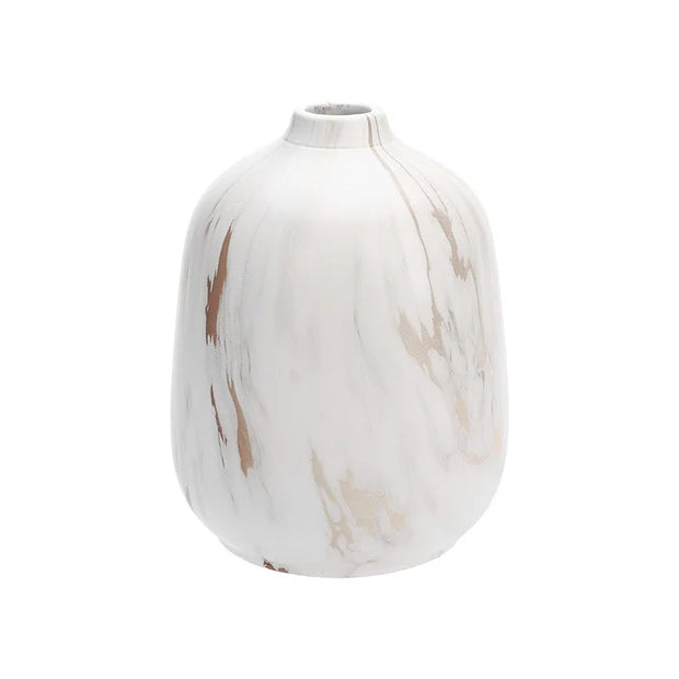 Modern White Ceramic Vase Marble Pattern Flowerpot Desktop Office Decoration Flower Arrangement Vases Home Furnishing