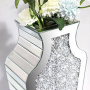 Crystal Silver Glass Decorative Mirror Vase Large Size Luxury Home Décor Vase Crushed Diamond Mirror Vase 27 Inch High Decor