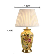 SANDYHA Nordic Classical Ceramic Desk Lamp Bedroom Decoration Home Dining Table Lighting for Living Room Fabric Lampshade