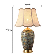 SANDYHA Nordic Classical Ceramic Desk Lamp Bedroom Decoration Home Dining Table Lighting for Living Room Fabric Lampshade