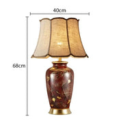 SANDYHA Nordic Classical Ceramic Desk Lamp Bedroom Decoration Home Dining Table Lighting for Living Room Fabric Lampshade