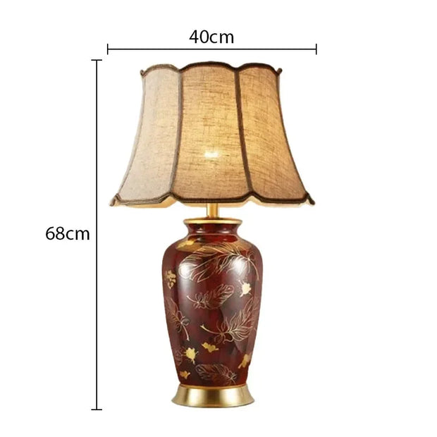 SANDYHA Nordic Classical Ceramic Desk Lamp Bedroom Decoration Home Dining Table Lighting for Living Room Fabric Lampshade