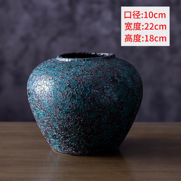 Vase ceramic large-capacity solidcolor Japanese desktop decoration ornament living room home creative pottery flower arrangement