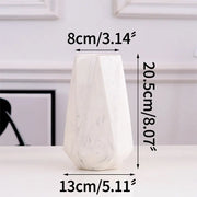 Nordic Ins Minimalist Polygonal Ceramic Vase Pure White Marble Pattern High Quality Handicrafts Home Model Soft Decoration