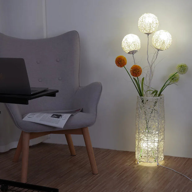 LUVODI Modern Decorative Floor Lamp LED Rattan Standing Lights with Creative Design Light Tree Lantern