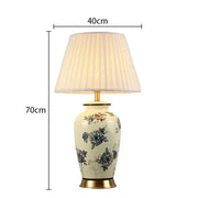 SANDYHA Nordic Classical Ceramic Desk Lamp Bedroom Decoration Home Dining Table Lighting for Living Room Fabric Lampshade