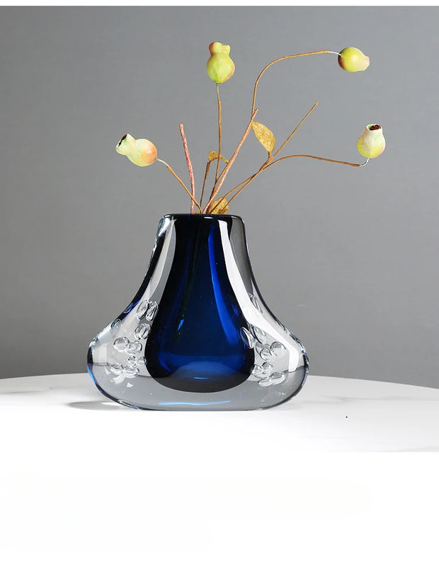 Bubble Glass Vase Blue Transparent Double-layer Flower Arrangement Accessories Hydroponic Terrarium Home Decoration