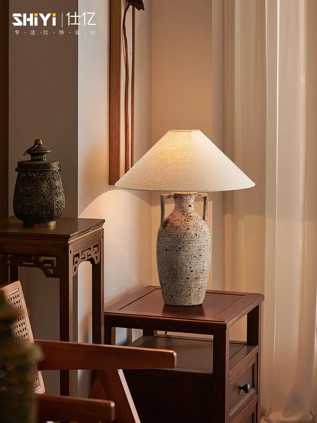 Table lamp handmade pottery decorative living room study bedroom bedside lamp