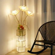 LUVODI Modern Decorative Floor Lamp LED Rattan Standing Lights with Creative Design Light Tree Lantern