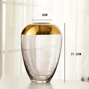 Light luxury handicraft ornaments, ice flower colored glass vase, large transparent glaze ware