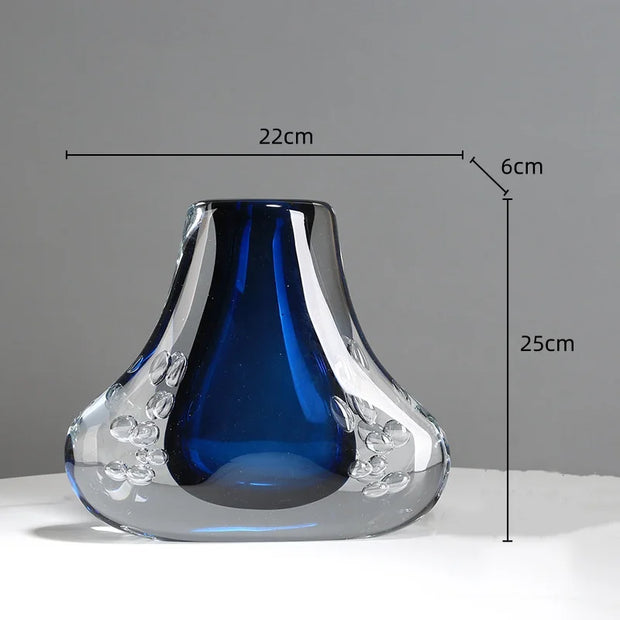 Bubble Glass Vase Blue Transparent Double-layer Flower Arrangement Accessories Hydroponic Terrarium Home Decoration