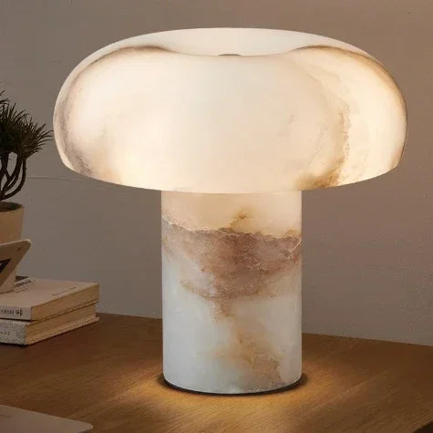 Scandinavian Designer LED Desk Lamp with Minimalist Study Modern Marble Table Lamp for Bedroom Touch Control Stone Shade