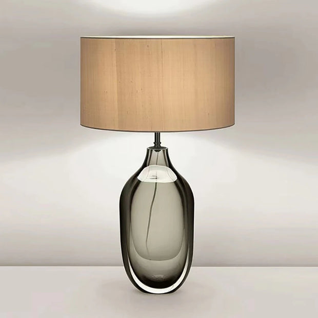 Modern Coloured Glaze Clear Base Table Lamp Home-appliance Glass Desk Light Luxury for Hotel Bedroom Deco