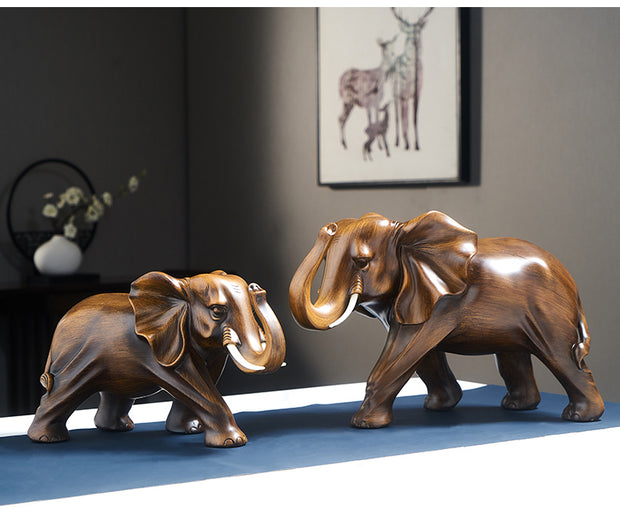 New Classical Style Lucky Elephant Figurine Home Decor Simple Living Room Decorations TV Cabinet Ornament Housewarming Gifts