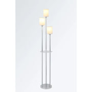 Floor Lamp with Shelves, Modern Floor Lamps for Living Room, 3-Lights Standing Lamp with Linen Shade and Foot Switch, Industrial