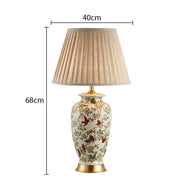 SANDYHA Nordic Classical Ceramic Desk Lamp Bedroom Decoration Home Dining Table Lighting for Living Room Fabric Lampshade