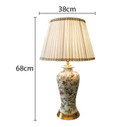 SANDYHA Nordic Classical Ceramic Desk Lamp Bedroom Decoration Home Dining Table Lighting for Living Room Fabric Lampshade