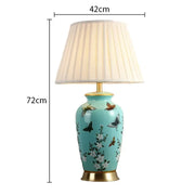 SANDYHA Nordic Classical Ceramic Desk Lamp Bedroom Decoration Home Dining Table Lighting for Living Room Fabric Lampshade