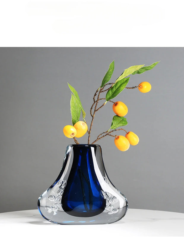 Bubble Glass Vase Blue Transparent Double-layer Flower Arrangement Accessories Hydroponic Terrarium Home Decoration