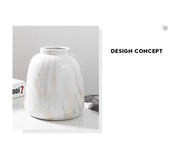 Modern White Ceramic Vase Marble Pattern Flowerpot Desktop Office Decoration Flower Arrangement Vases Home Furnishing