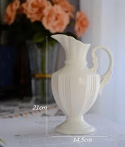 Creativity Country Style Desktop Vase Vintage White Jug Vase Garden Watering Ceramic Kettle Flower Vase Pot Home Decor Crafts