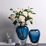 Blue Glass Vase Thick Transparent Bottle Flower Arrangement Accessories Hydroponic Terrarium Home Decoration