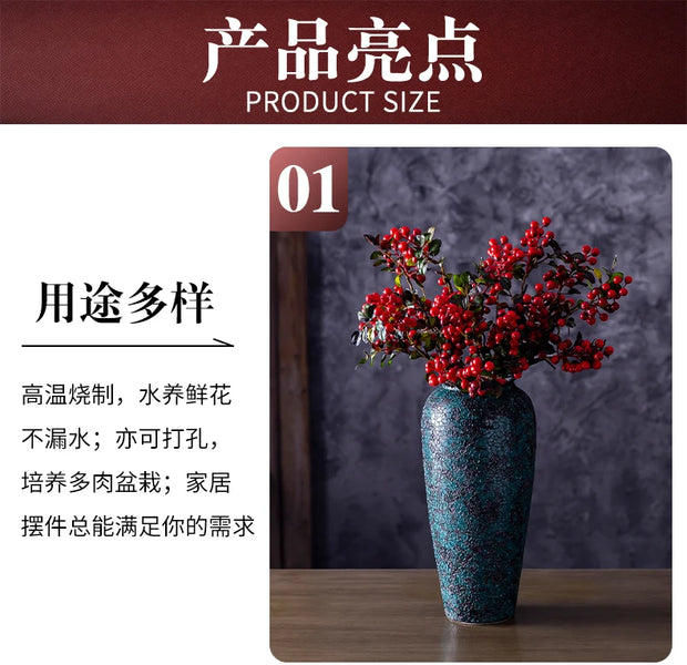 Vase ceramic large-capacity solidcolor Japanese desktop decoration ornament living room home creative pottery flower arrangement