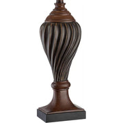 Regency Hill Carved 28 1/2 Tall Urn Traditional End Table Lamps Set of 2 Two-Tone Brown Finish Beige Shade Living Room Bedroom