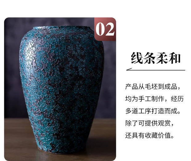 Vase ceramic large-capacity solidcolor Japanese desktop decoration ornament living room home creative pottery flower arrangement