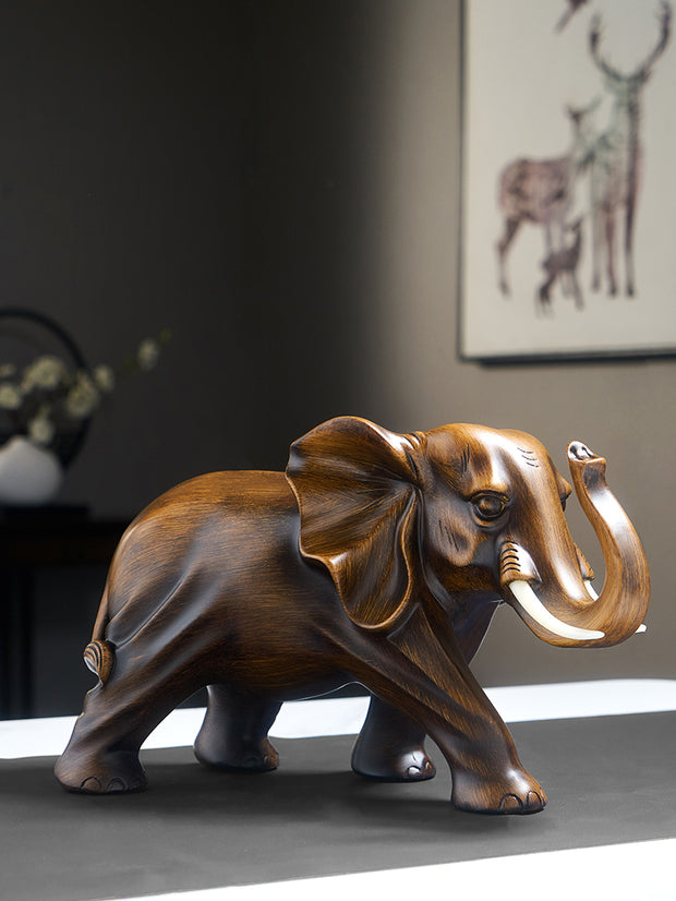 New Classical Style Lucky Elephant Figurine Home Decor Simple Living Room Decorations TV Cabinet Ornament Housewarming Gifts