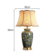 SANDYHA Nordic Classical Ceramic Desk Lamp Bedroom Decoration Home Dining Table Lighting for Living Room Fabric Lampshade