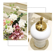 European Style Large Countertop Vase with Cover Flower Arrangement Desktop Ornaments Gilded Wedding Home Decoration