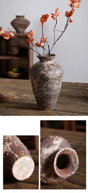 Pottery Pot Vase Retro Zen Tea Room Dining Table Ornaments Antique Pottery Flower-arranging Ware Hydroponic Porcelain