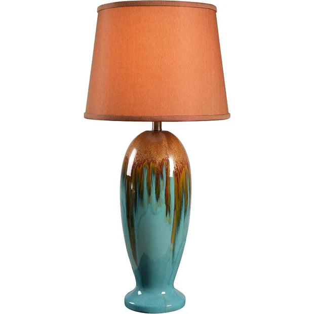 Tucson End Table Lamp, Teal Ceramic Glaze Large balcony furniture