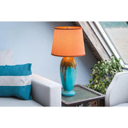 Tucson End Table Lamp, Teal Ceramic Glaze Large balcony furniture