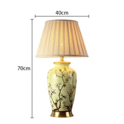 SANDYHA Nordic Classical Ceramic Desk Lamp Bedroom Decoration Home Dining Table Lighting for Living Room Fabric Lampshade