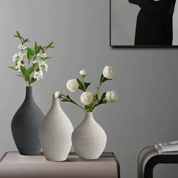 Simple Ceramic Vase Decoration for Home Nordic Luxury Narrow Mouth Flower Pot Living Room Interior Office Desktop Decor Gift