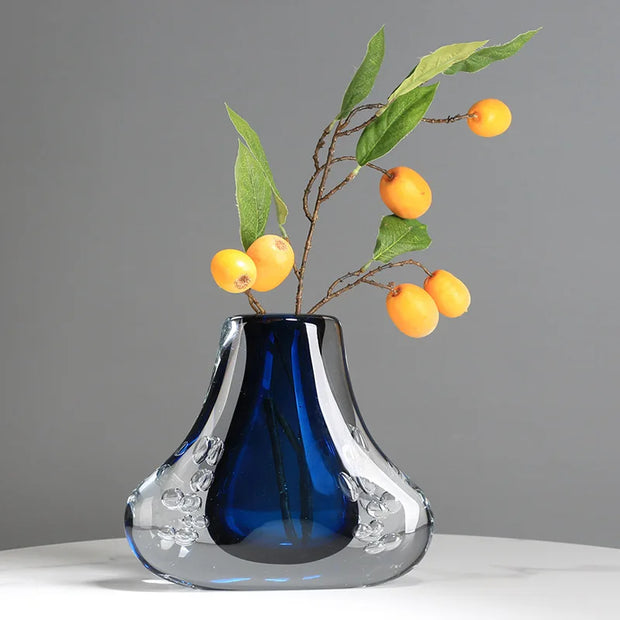 Bubble Glass Vase Blue Transparent Double-layer Flower Arrangement Accessories Hydroponic Terrarium Home Decoration