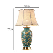 SANDYHA Nordic Classical Ceramic Desk Lamp Bedroom Decoration Home Dining Table Lighting for Living Room Fabric Lampshade