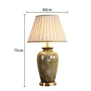 SANDYHA Nordic Classical Ceramic Desk Lamp Bedroom Decoration Home Dining Table Lighting for Living Room Fabric Lampshade