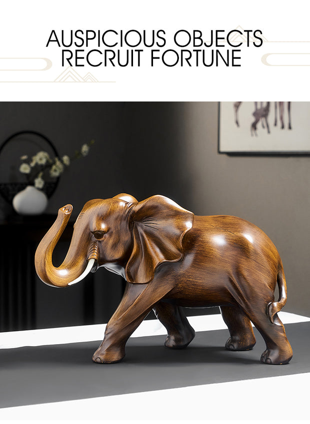 New Classical Style Lucky Elephant Figurine Home Decor Simple Living Room Decorations TV Cabinet Ornament Housewarming Gifts