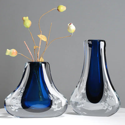 Bubble Glass Vase Blue Transparent Double-layer Flower Arrangement Accessories Hydroponic Terrarium Home Decoration