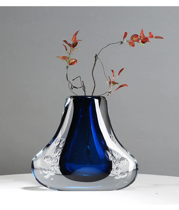 Bubble Glass Vase Blue Transparent Double-layer Flower Arrangement Accessories Hydroponic Terrarium Home Decoration